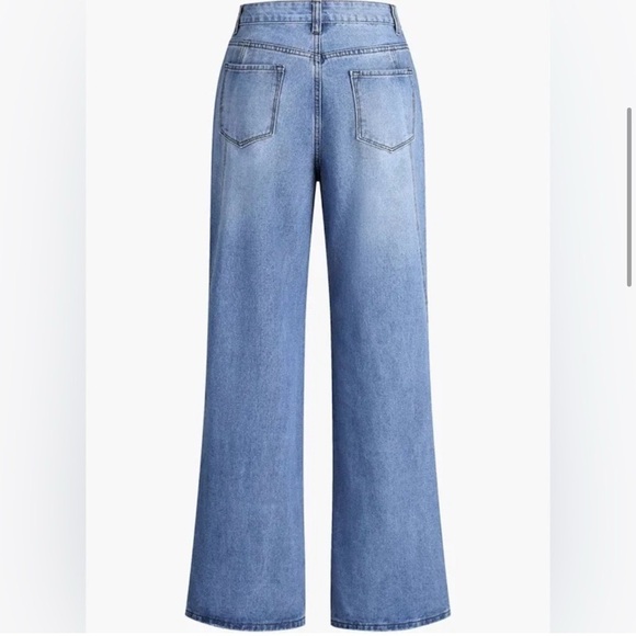 NWOT Commense Seamed Jeans Straight Leg High Rise Denim Medium Wash Blue Size S - Picture 3 of 5